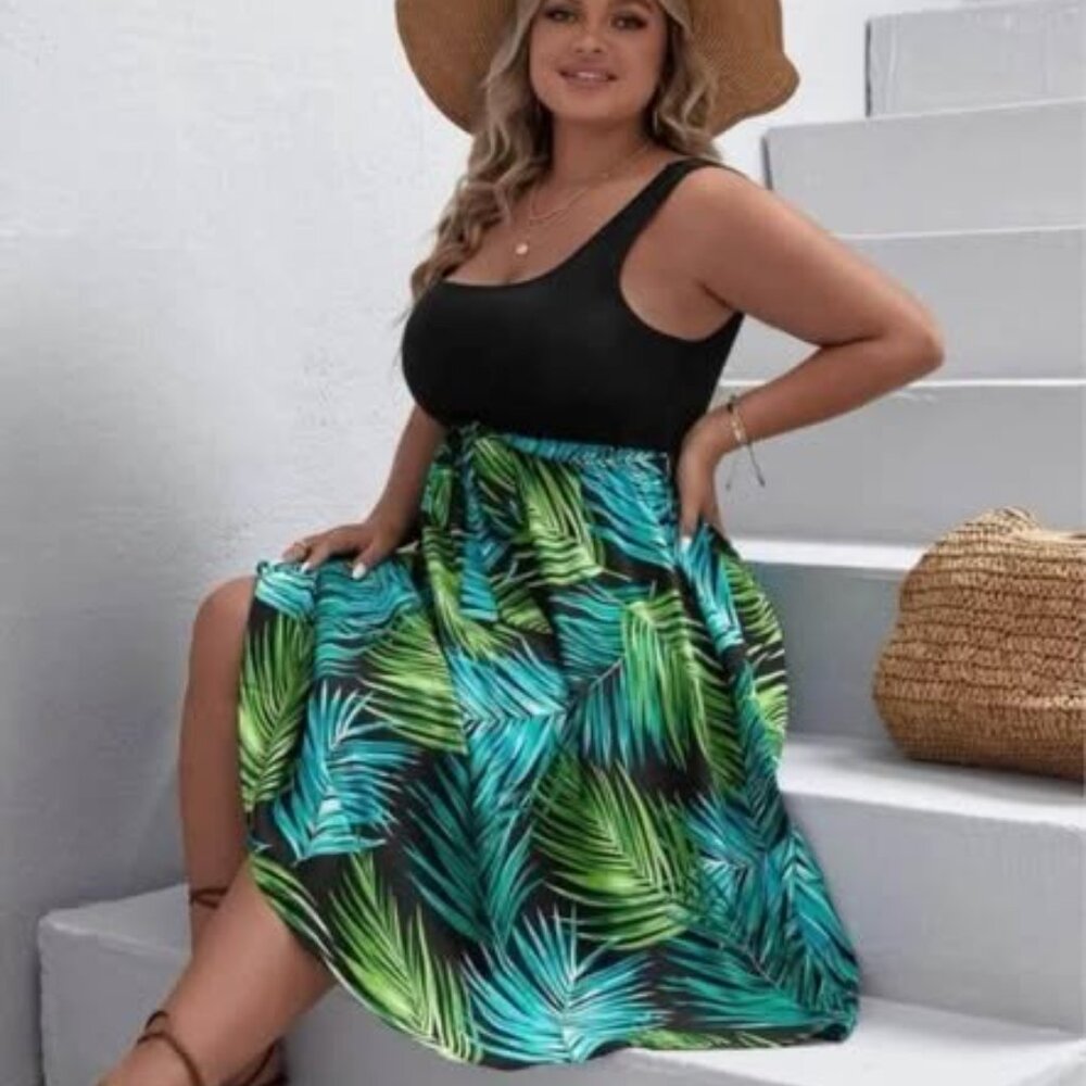 Ladies 1X  colorful tropical print dress - Picture 11 of 11